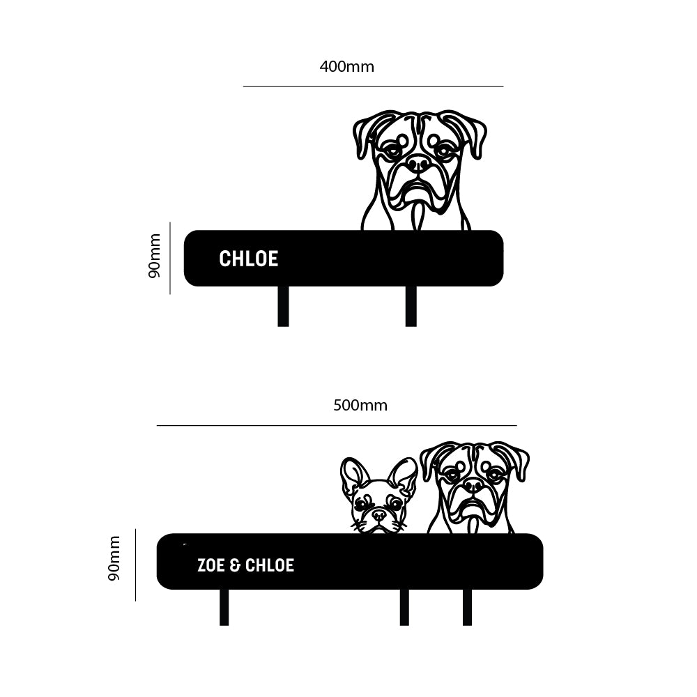 Dog leash hooks - 2 dog breeds