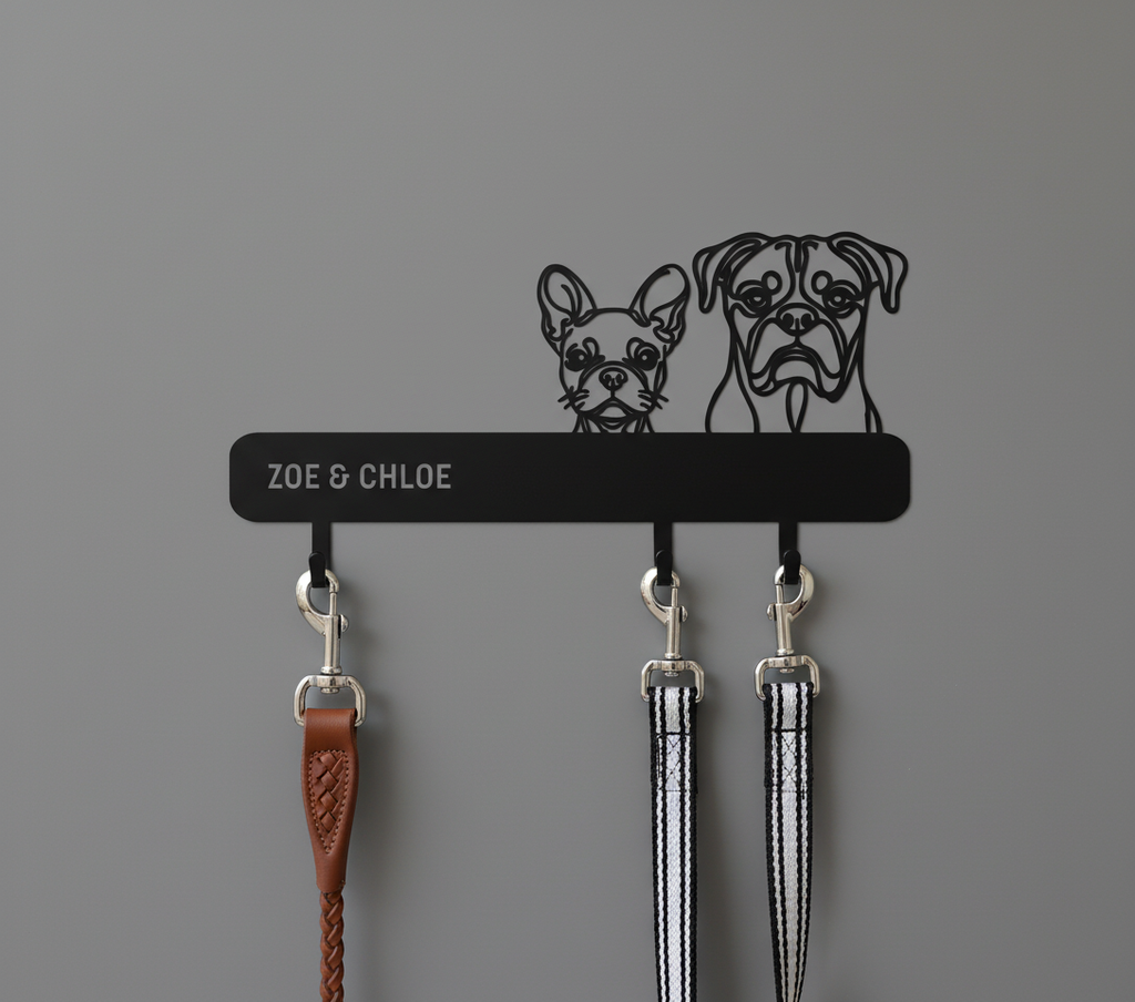 Dog Leash Holder with 2 Leashes Hanging