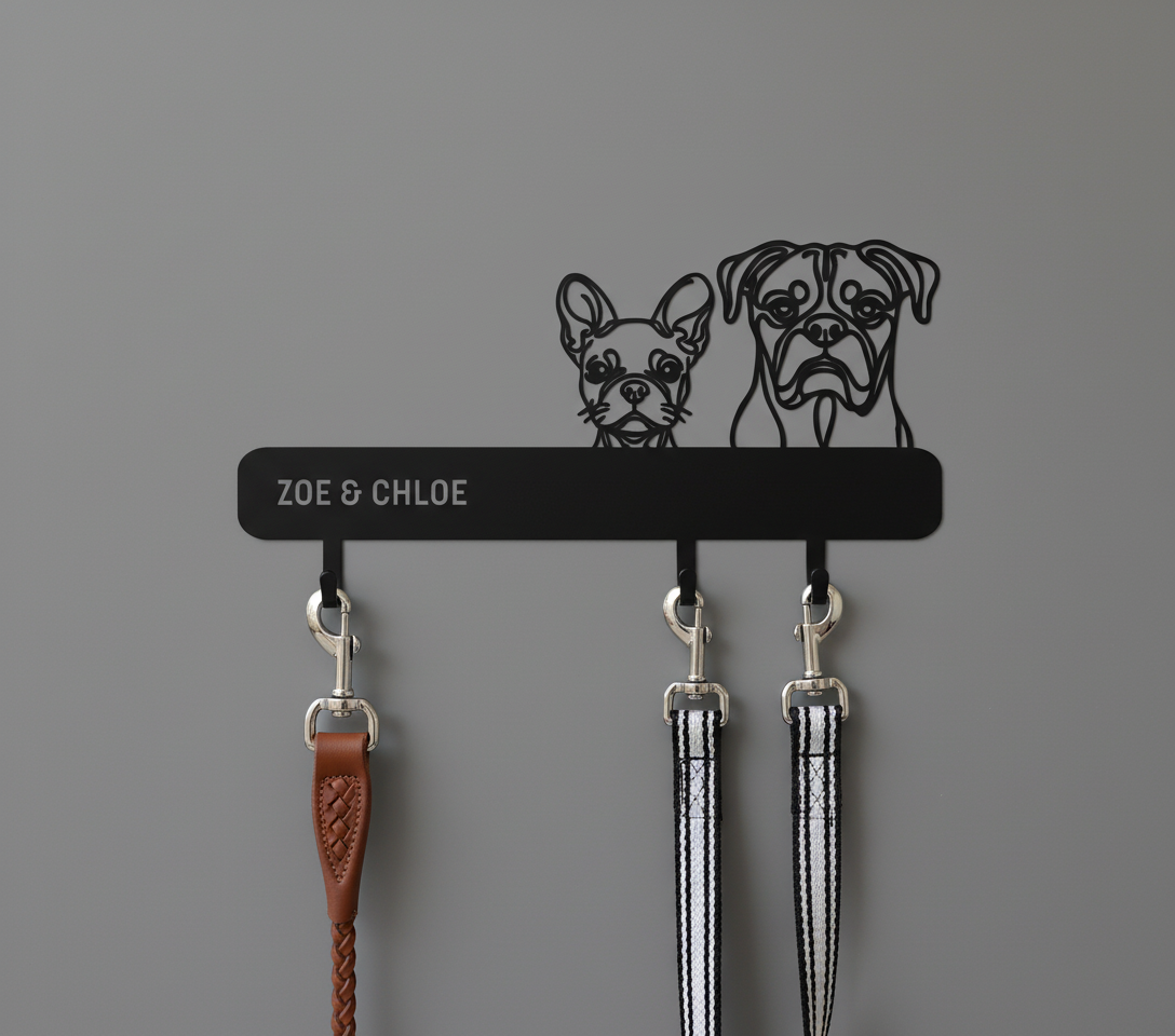 Dog Leash Holder with 2 Leashes Hanging