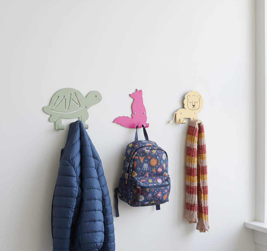 Three Animal Wall Hooks Lifestyle