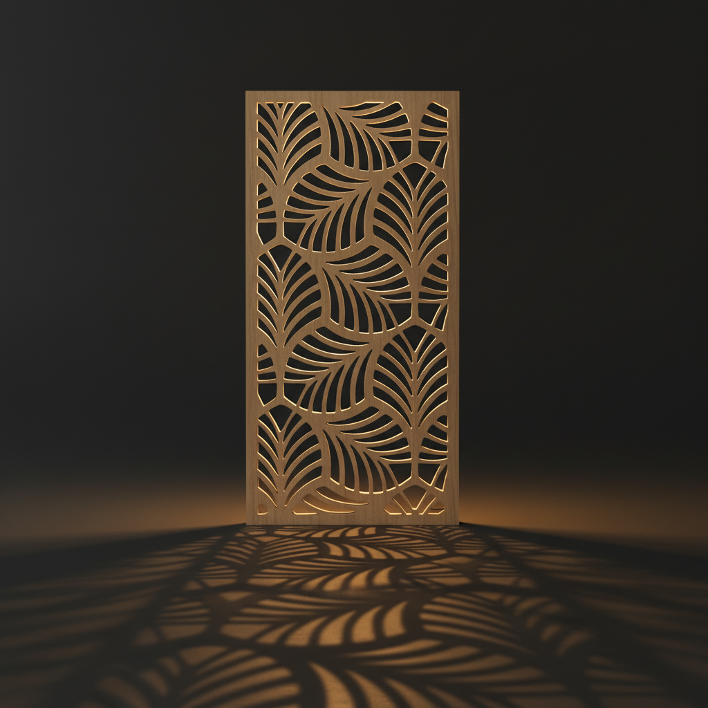 Tropical leaf panel with warm backlighting